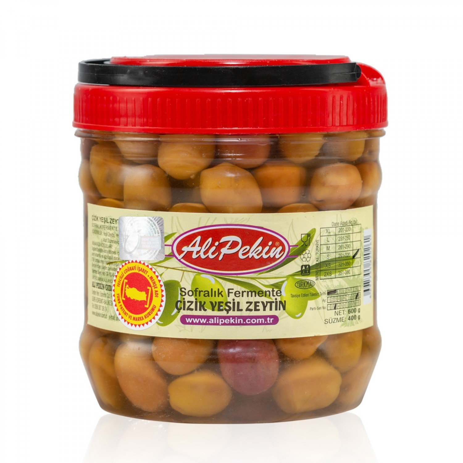 Çizik Yeşil Zeytin (2 No) 550 gr — yakın çekim
